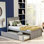 Lit plateforme avec lit gigogne simple, cadre simple, gris