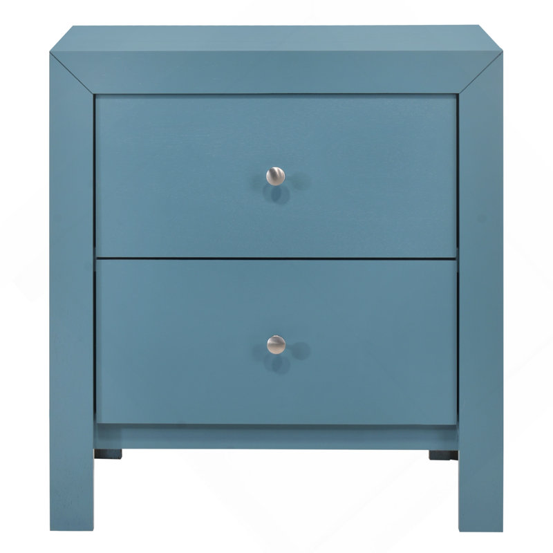 Charming Teal Two-Drawer Nightstand, Teal
