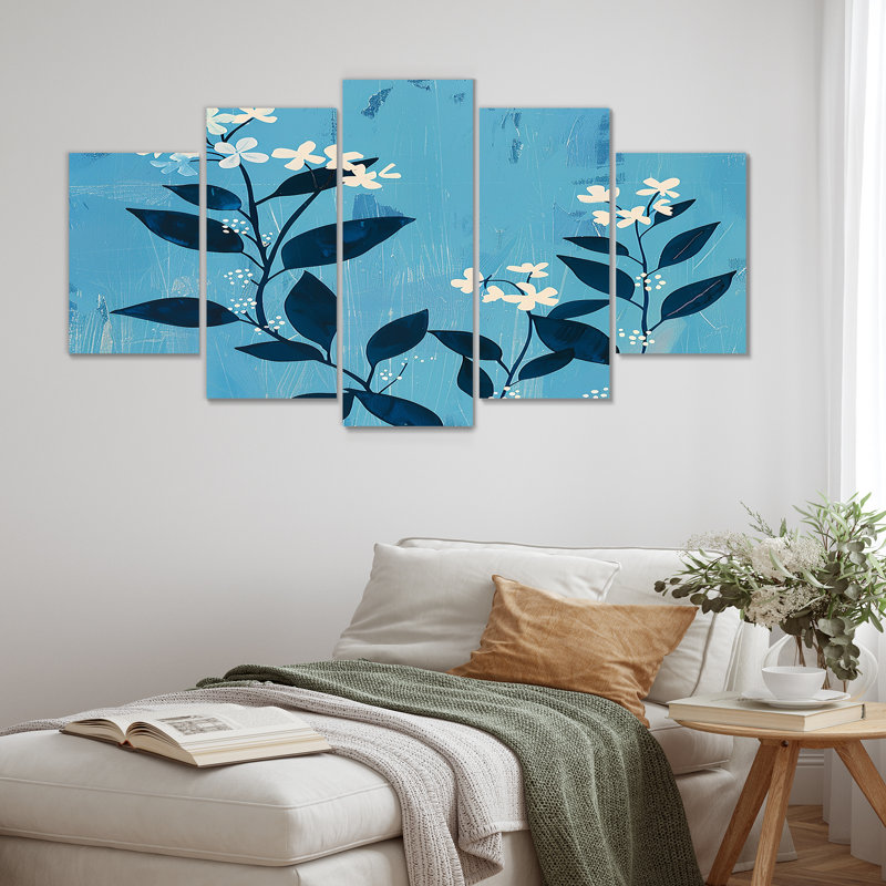 Clavene - art mural floral 5 pièces