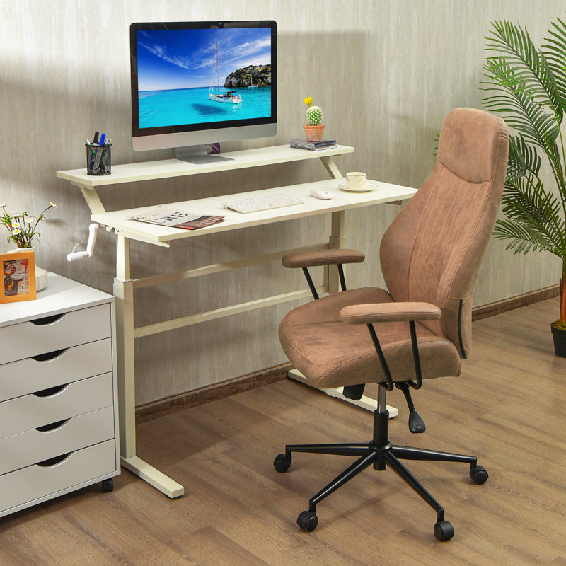 Latitude Run Turnbridge Suede Executive Chair, Brown