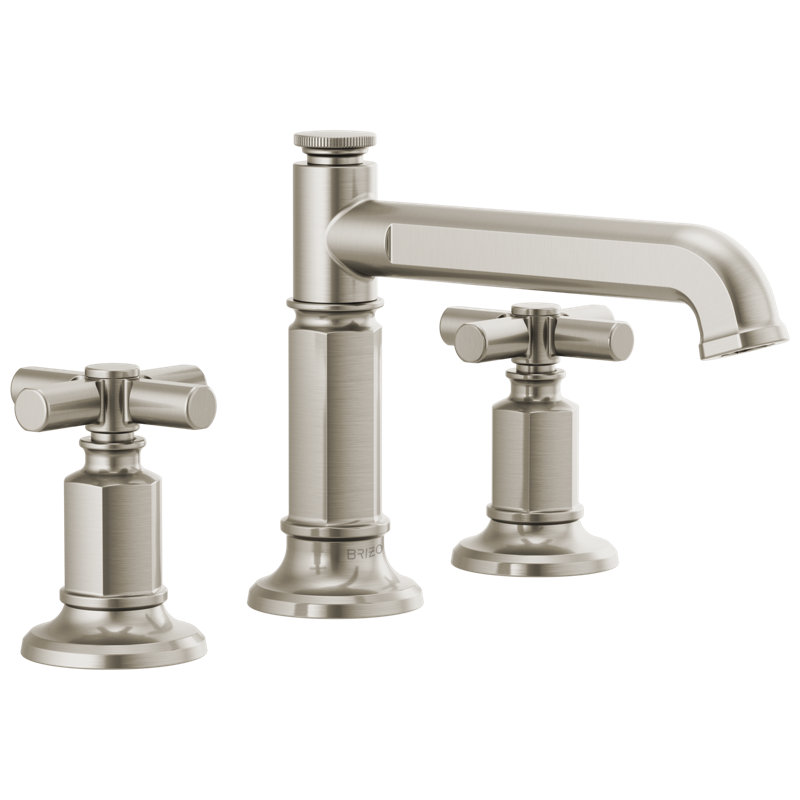 Invari™ Widespread Lavatory Faucet with Column Spout, Luxe Nickel, Cross Handle