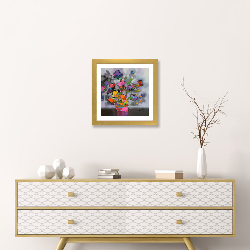 Bouquet II par Scott Naismith - reproduction d'art, H 16 po x l 16 po x p 1 po, Papier encadré doré
