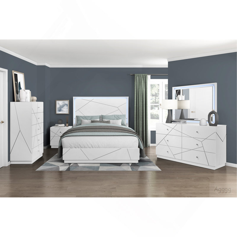 Ensemble de meubles de chambre à coucher à 2 tiroirs Glamour