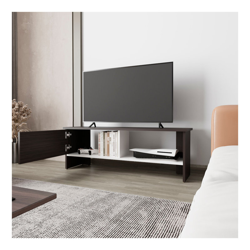 Meuble audio-vidéo Rock Point, Stained Walnut/White