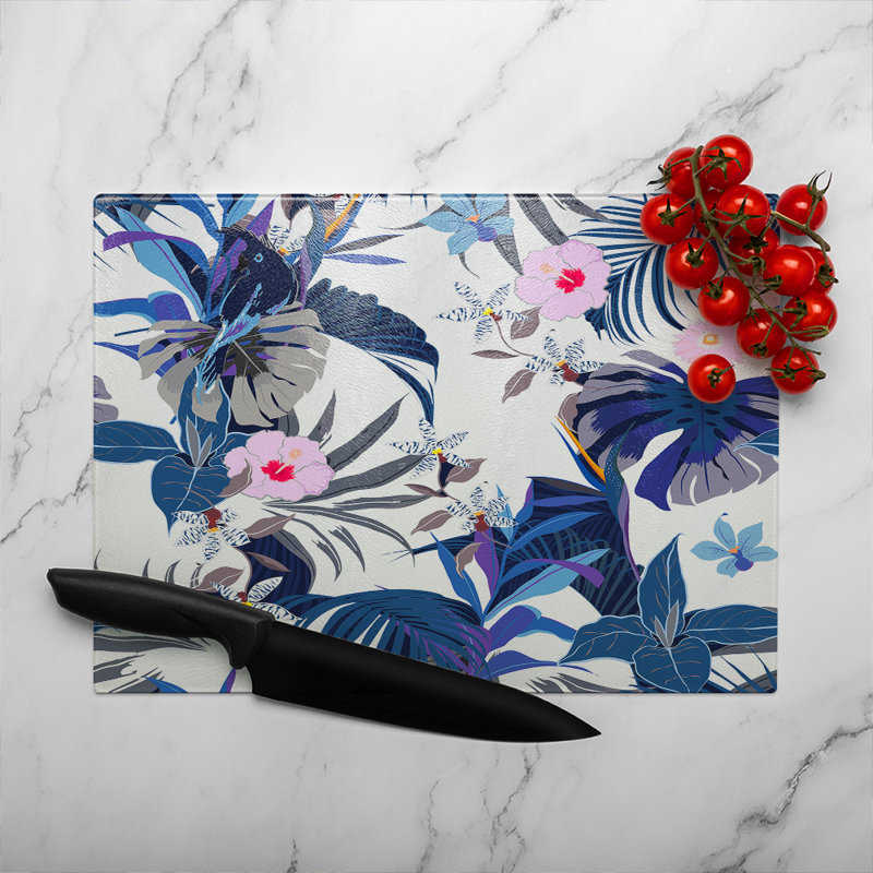 Winter Tropical Glass Chopping Board