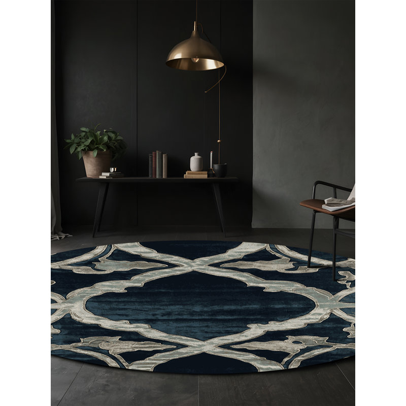 Tapis gris lavable à la machine, Rond 6 pi