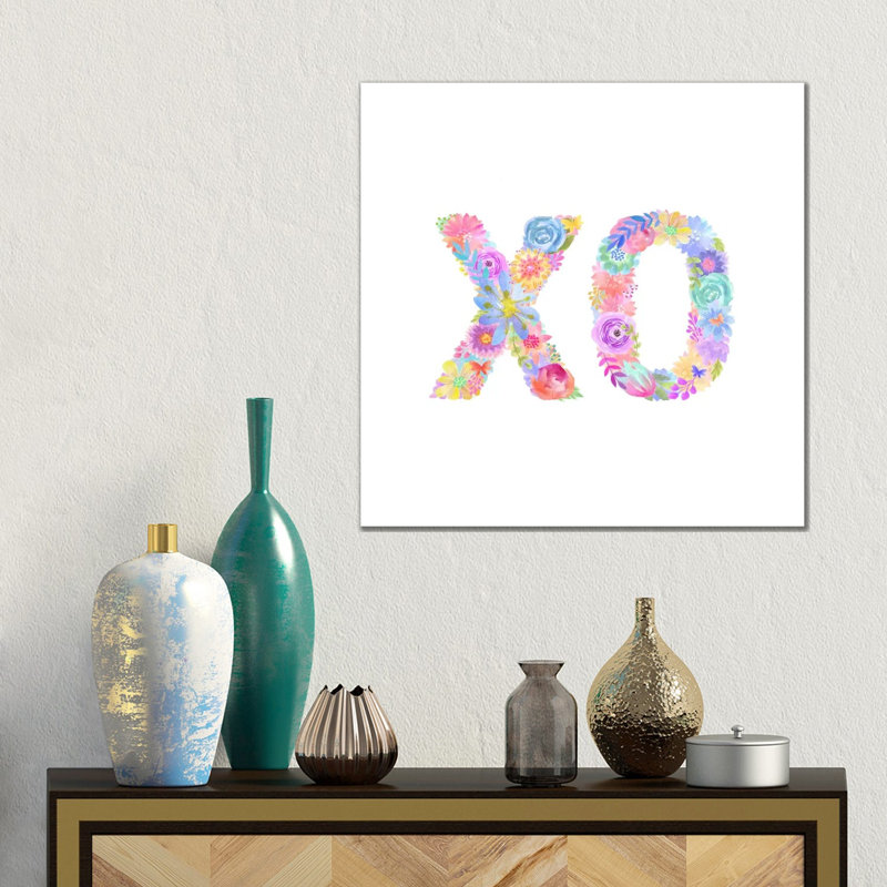 Floral XO by Stephanie Corfee - Gallery-Wrapped Canvas Giclée on Canvas, 45.72 cm H x 45.72 cm W x 1.91 cm D, Canvas