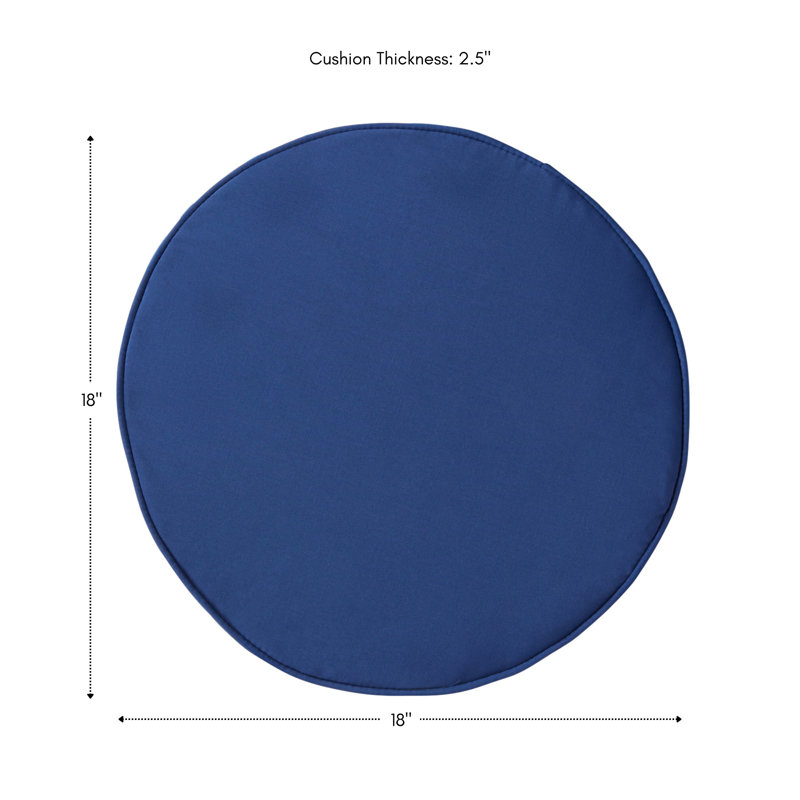 Outdoor Round Dining Chair Seat Pad, Marine Blue