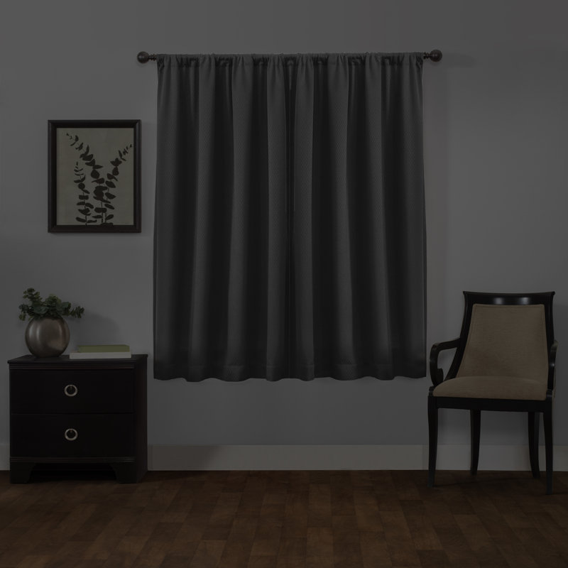 Kohan Curtain Single Panel, 50" W x 63" L, Black