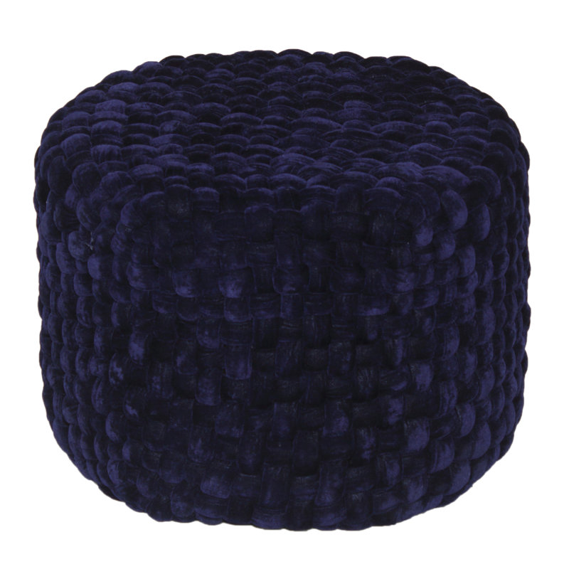 Trini Round Solid Colour Pouffe Ottoman, Blue
