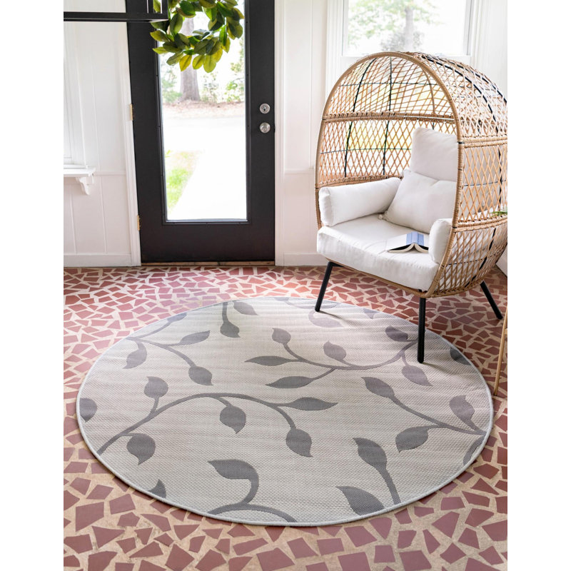 Kozak Floral Indoor / Outdoor Rug, Round 6'1"