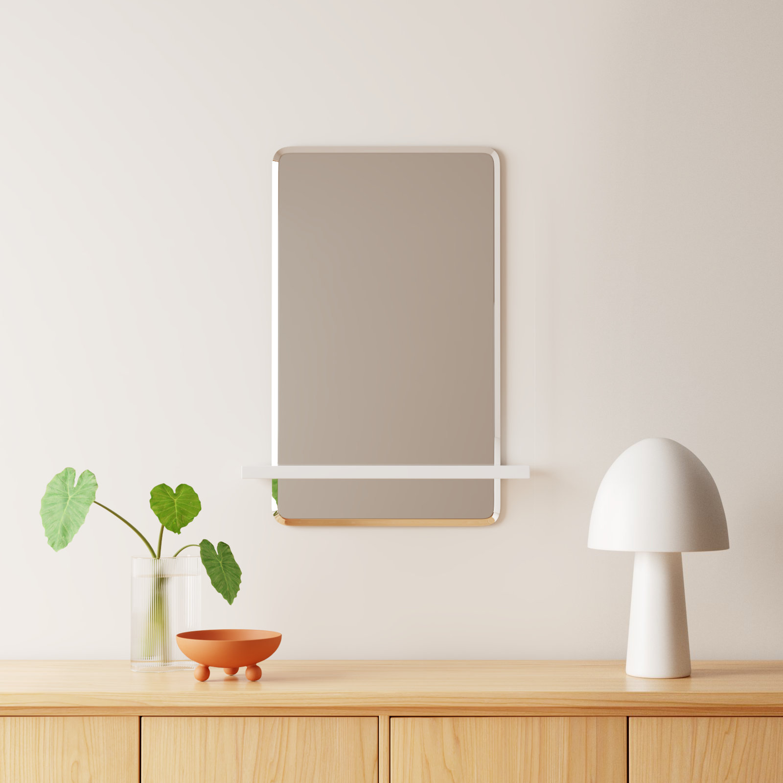Donato NA Mirror with Shelves, White