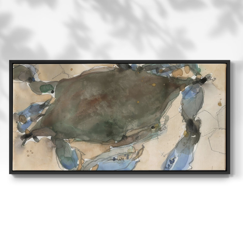 Le crabe du Maryland I - Toile tendue avec châssis encadré - Prêt à être accroché, H 17 po x l 33 po, Noir