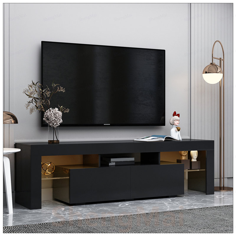 Meuble télé moderne à DEL avec lumières télécommandées, élégant et fonctionnel pour une expérience visuelle améliorée