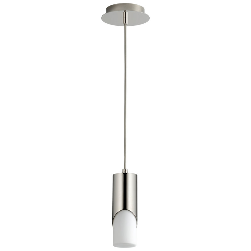 Luminaire suspendu cylindrique à 1 lumière DEL Gator, H 129,25 po x l 5,88 po x P 5,88 po, Nickel poli