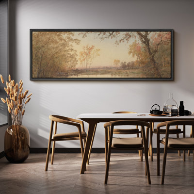 Rustic Countryside " Autumnal River At Sunset Classic Forest Landscape Hanging Painting Extra Large Artwork Pictures "