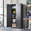 72" Heavy-Duty Metal Storage Cabinet with Lock - Black Garage Shelving Unit