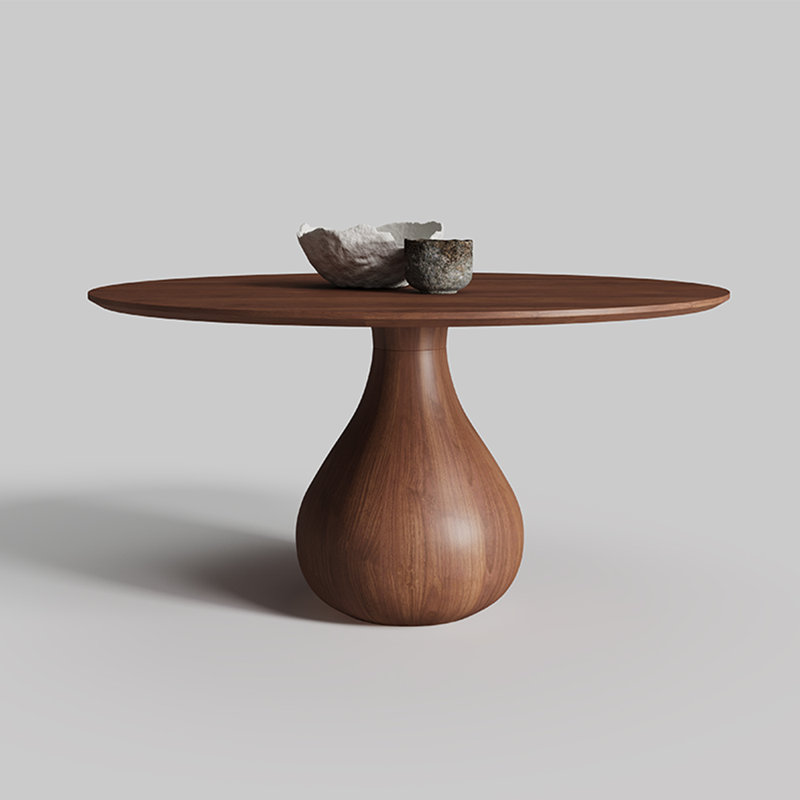 Table de salle à manger ronde en bois massif de style rétro, 29.5"H x 53"L x 53"W