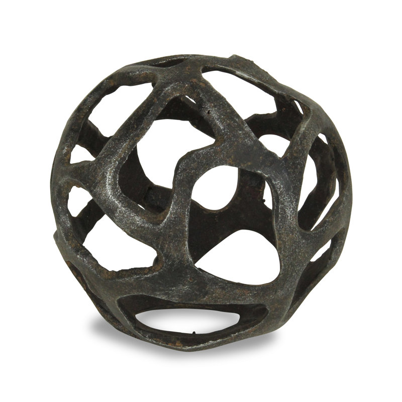 Sculpture Monty Orbe en fonte, H 6 po x l 6 po x P 6 po, Noir