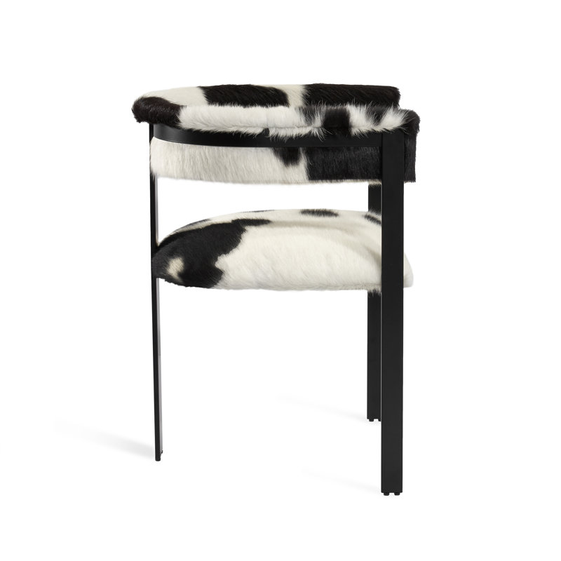 Darcy Upholstered Arm Chair, Leather Hide Spotted, Matte Black