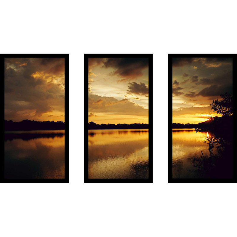 «Yellow Sunset» par Gail Peck - ensemble de 3 reproductions de photos sur acrylique, L 40,5 po x H 25,5 po x P 1 po