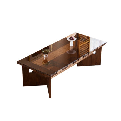 Walnut Coffee Table with Tempered Glass Top