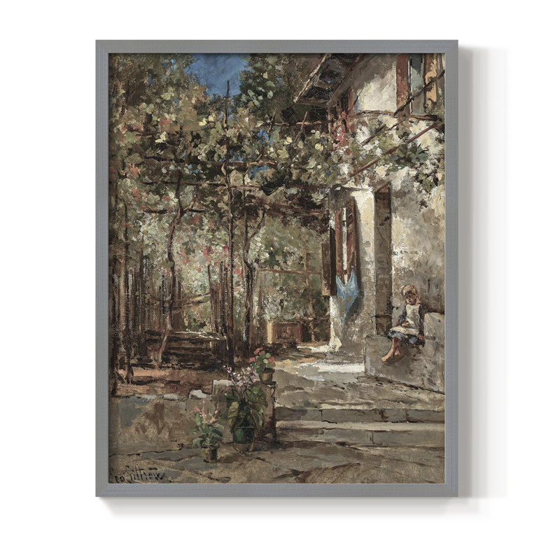 Reproduction florale rétro encadrée LV III - bois massif, H 11 po x l 9 po, Gris