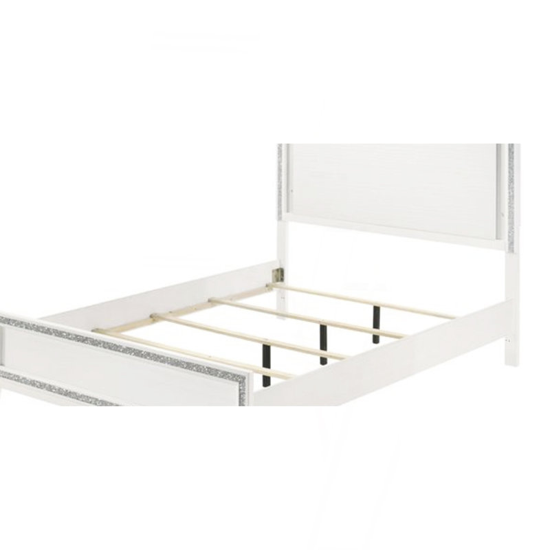 White Finish Queen Bed W/Led