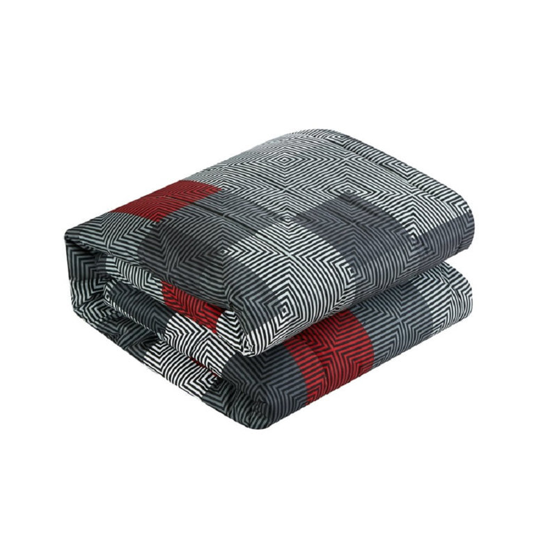 Ensemble d'édredon réversible moderne et contemporain en microfibre BIAB American Geo, Gris