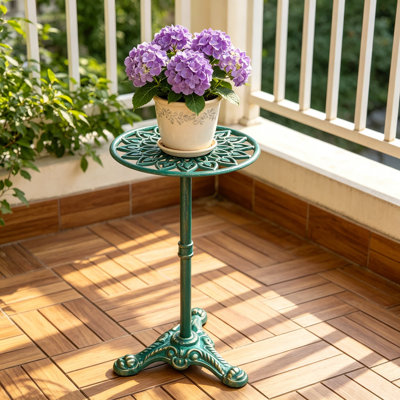 Heavy Duty Cast Iron Potted Plant Stand, 24.2 Inch Tall Metal Flower Stand, Vintage Rustic Style Indoor Outdoor Garden Table, Decorative Flower Pot Holder for Balcony Patio