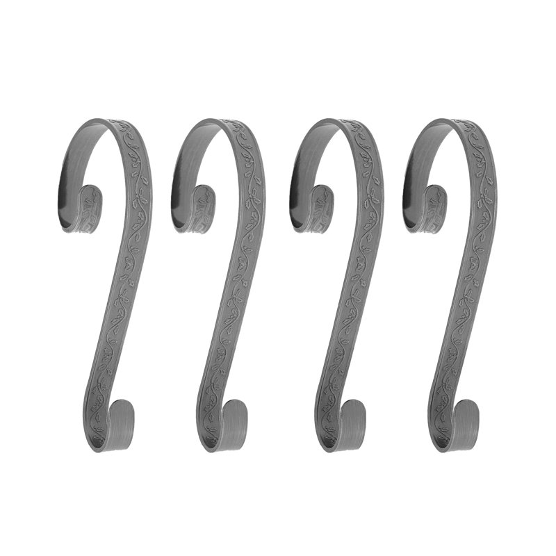 Stocking Scrolls Embossed Holly Stocking Holder, Pewter