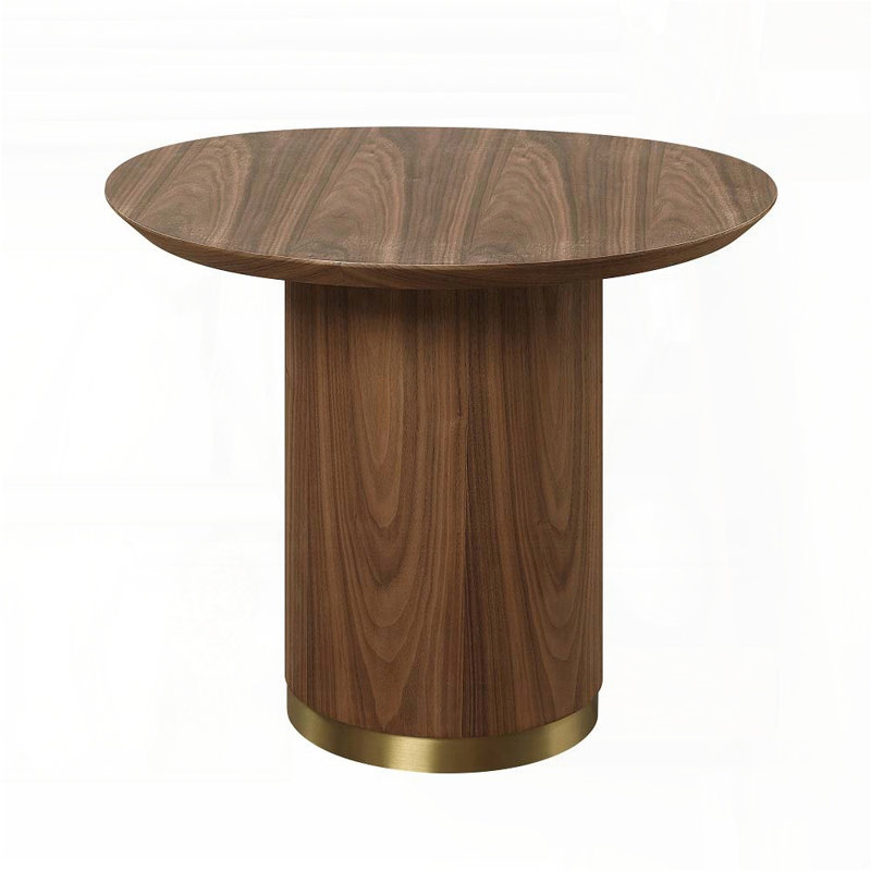 Walnut Oval End Table with Pedestal Base – 20.7”