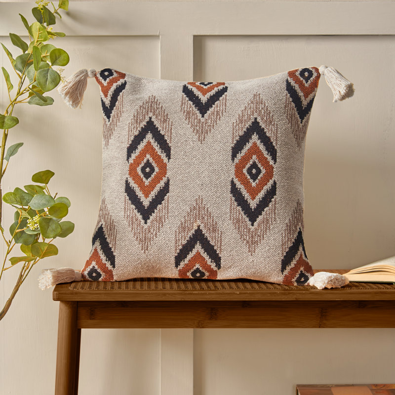 Emir Ikat Ikat Square Throw Cushion, Orange