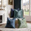 Ensemble de 4 housses de coussin décoratives 45 x 45 cm, en velours doux avec motif de fleur glacée 3D, style moderne et texturé, pour canapé et fauteuil, motif paon noir.