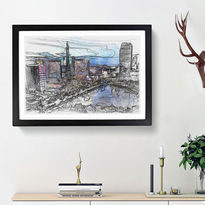 The Las Vegas Strip in Abstract - Picture Frame Graphic Art Print, 36cm H x 48cm W x 2cm D, Black Framed
