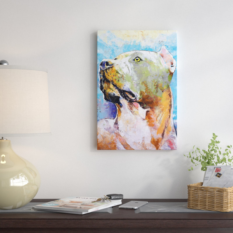 «Pit Bull», impression sur toile, H 40 po x l 26 po x P 1,5 po, Pas de tapis, Toile tendue