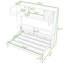 Lit escamotable double en bois avec armoires de rangement et tablettes
