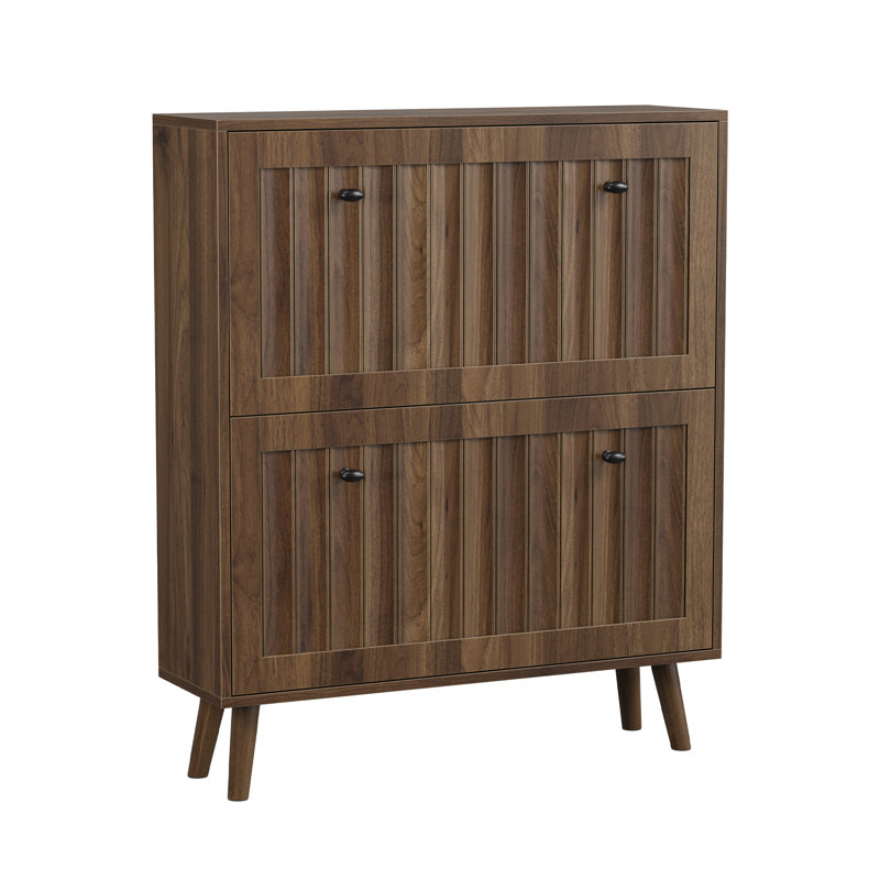 Rangement pour chaussures peu encombrant, armoire moderne en noyer de MDF pour la maison d'entrée