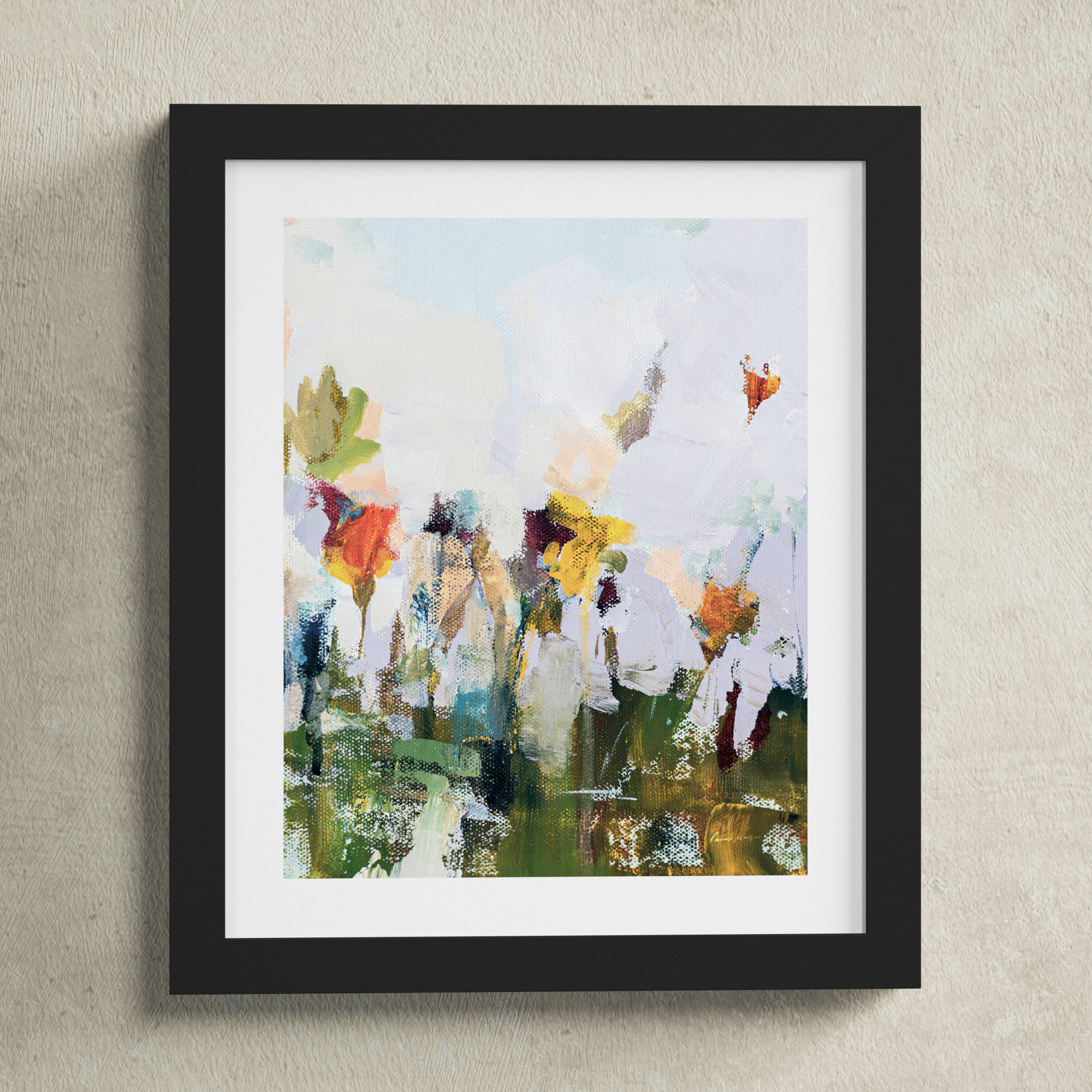 Spontaneous Summer Flowers by Pamela Munger, 13.17" H x 11.17" W x 0.88" D, Black