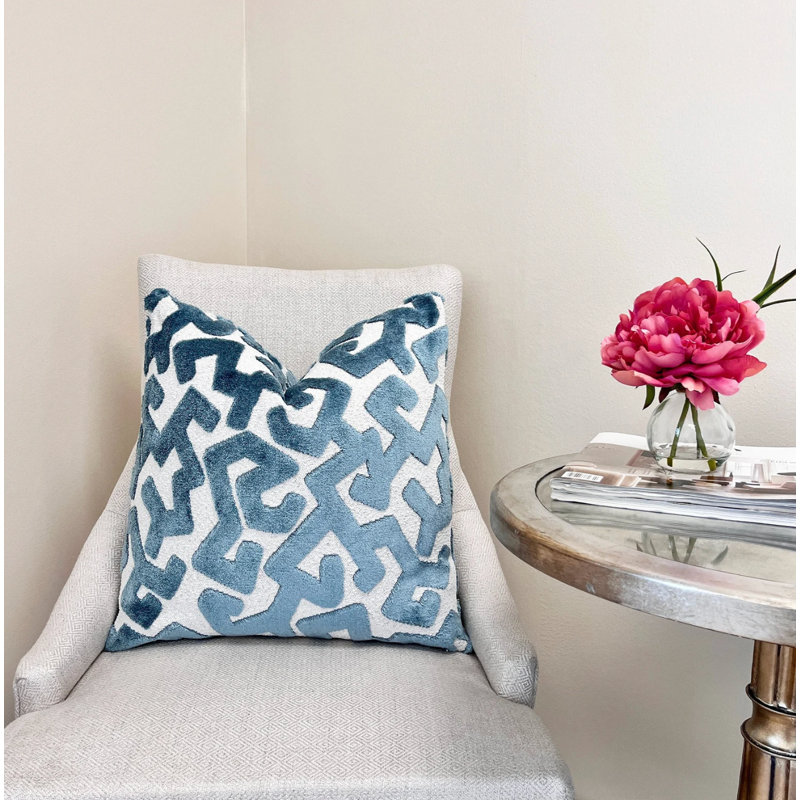 Housse de coussin en velours Cerulean Tribal, H 22 po x l 22 po