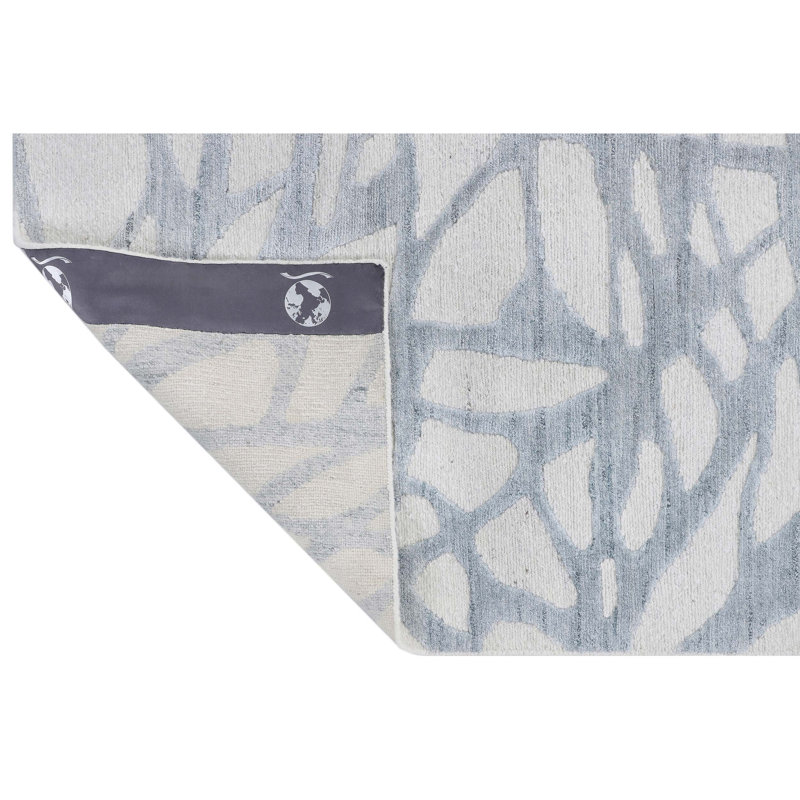 Abstract Area Rug in Turquoise/Ivory, Rectangle 8' x 10'
