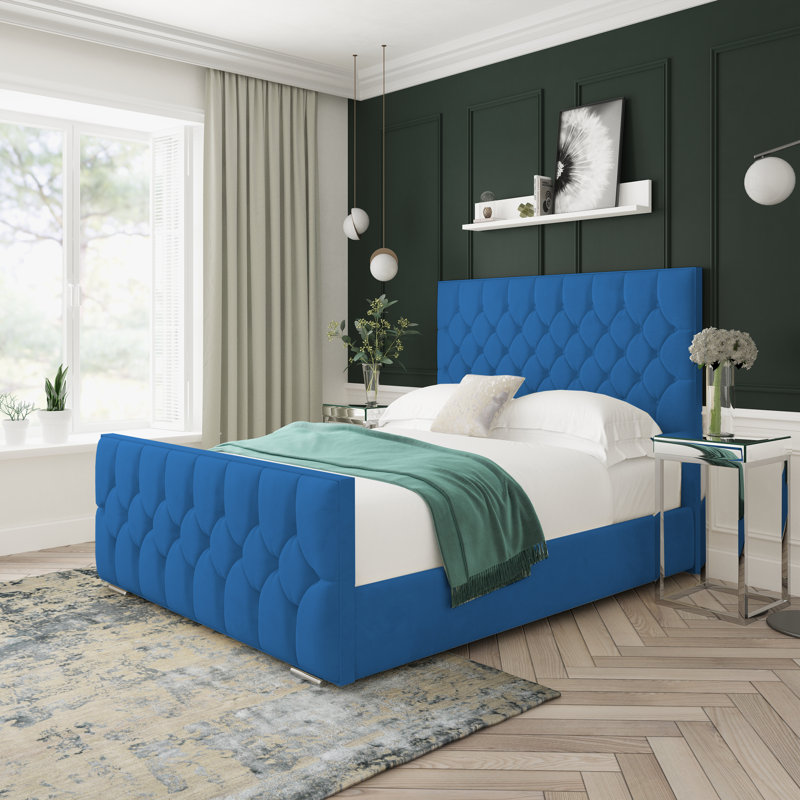Upholstered Bed, Blue, Double (4'6)