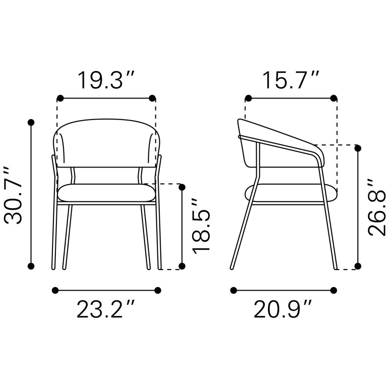 Chaise de salle à manger (ensemble de 2), Crème, crème