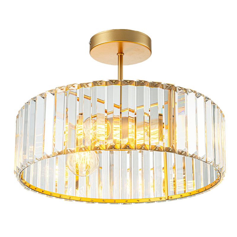 Lustre semi-encastré doré moderne