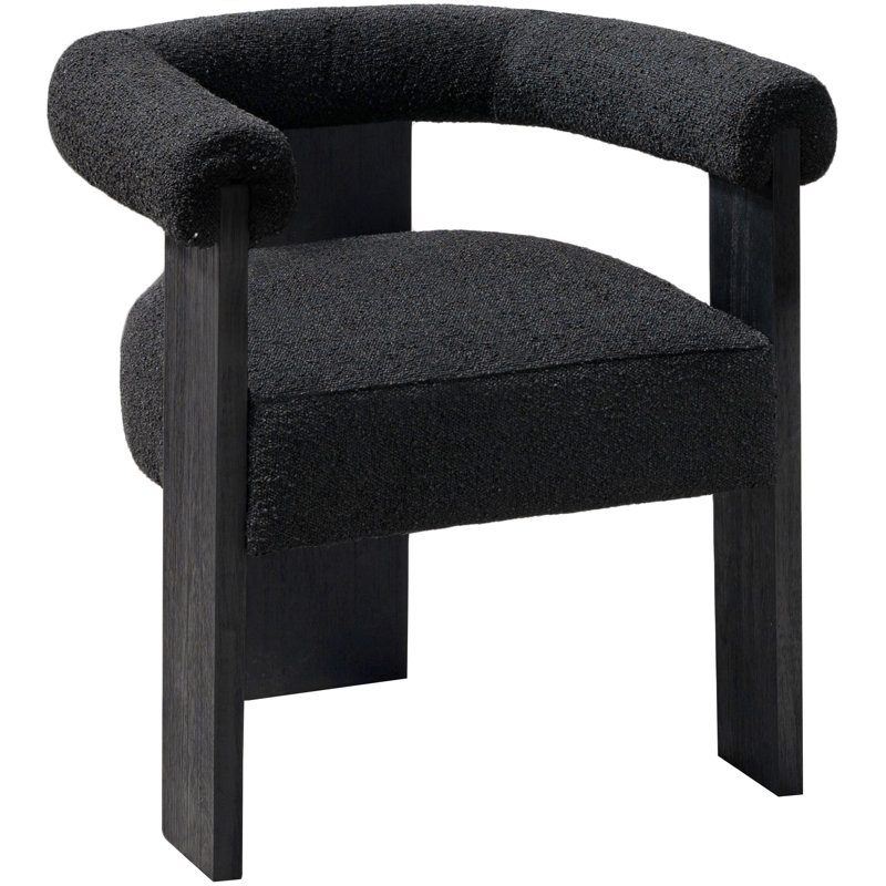19.6'' H Upholstered Armchair, Black Boucle Fabric, Black