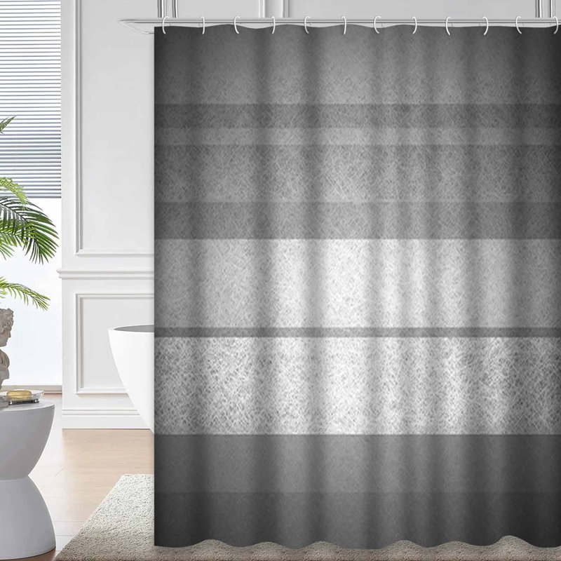 Rideau de douche abstrait à rayures grises et noires avec 12 crochets, L 72 po x l 78 po