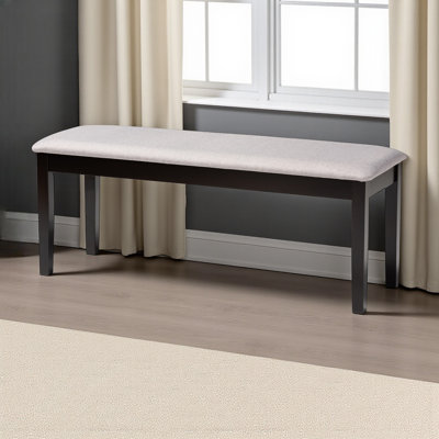 Exalt Dining Bench with Gray Fabric Upholstery & Dark Brown Finish, 18.62" H X 47.61" W X 15.9" D