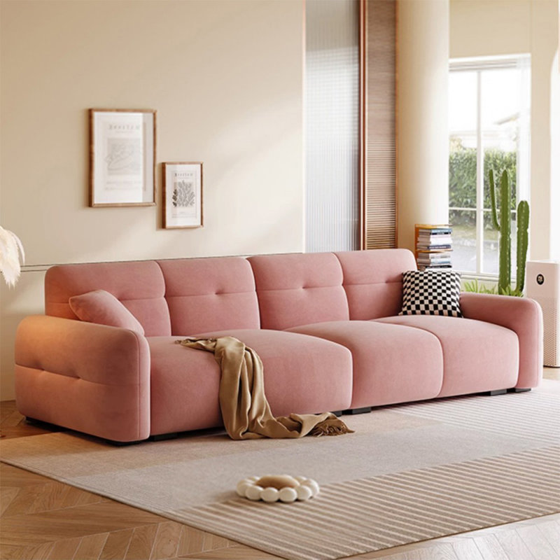 Coussin modulaire en polyester rose, Rose, 4, 29,92 po H x 118,11 po l x 37,4 po P