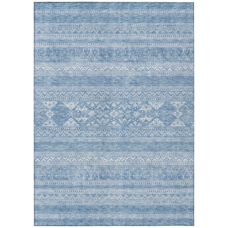5' X 8' Ivory Southwestern Washable Indoor Outdoor Area Rug
