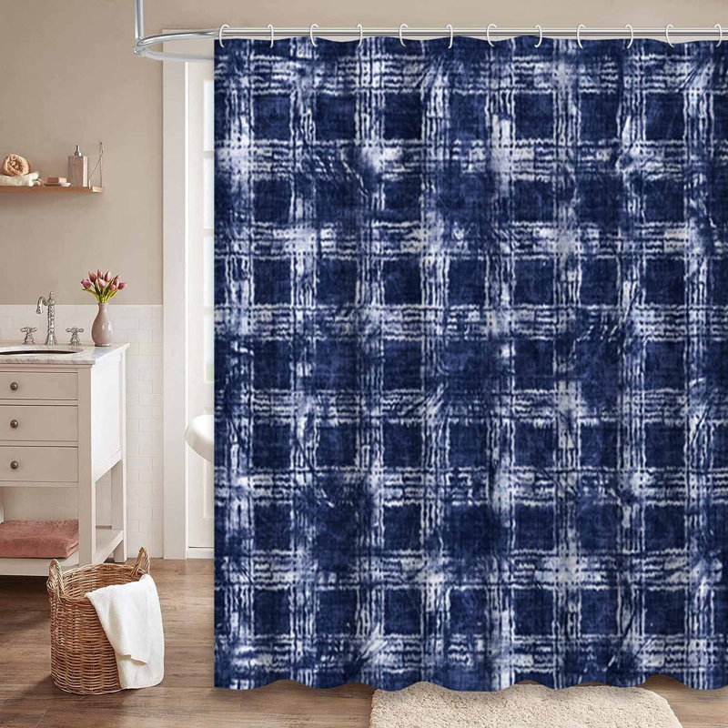Rideau de douche Grid Indigo, L 72 po x l 84 po